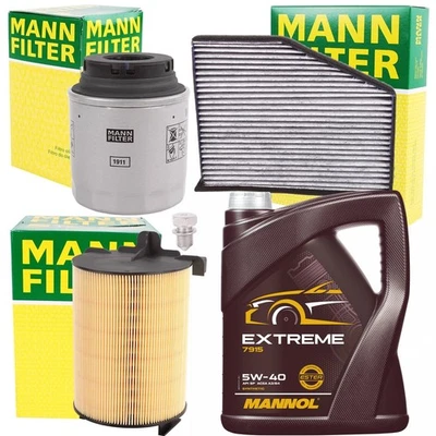 MANN-FILTER + MANNOL INSPEKTIONSPAKET + 5L MANNOL EXTREME ÖL 5W40 AUDI SEAT VW SKODA 1.2 1.4 TSI