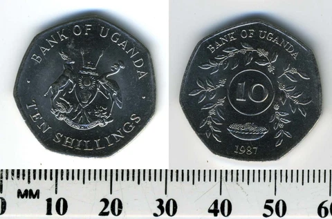Uganda 1987 - 10 Shillings Nickel Plated Steel Coin - National arms Cover