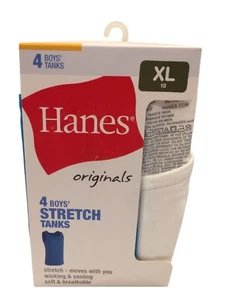 Hanes Originals Boys XL 18 Tank Tops Set of 4 Blue White Black Orange - Picture 1 of 4