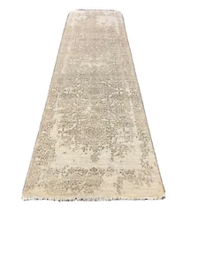 Fine Runner Genuine Hand Knotted Silk&wool Modern Area Rug Carpet 2’7x10’1”,115 - Picture 1 of 12