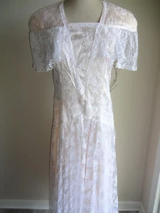 NOS Vintage 1990er Jessica McClintock Gunne Sax pfirsichweiß Spitze Partykleid 9 - Bild 1 von 10