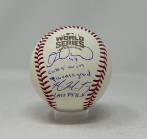 Miguel Montero Mike Montgomery Dual Signed 2016 WS Logo Baseball 2 Insc PSA 744 - Picture 1 of 3