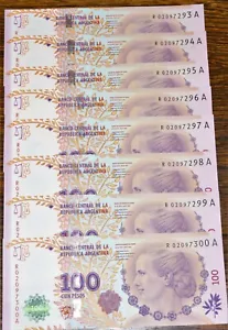ARGENTINA BANKNOTES - *8 BILLETES REPOSICION EVITA* SIN CIRCULAR CORRELATIVOS - Picture 1 of 7