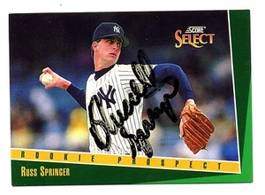 Russ Springer Autograph (Light) On a 1993 Score Select RC - New York Yankees - Picture 1 of 1
