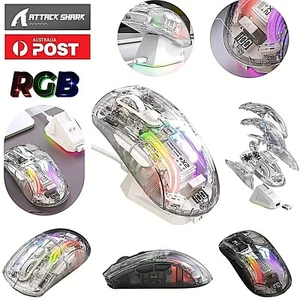 Attack Shark X2PRO Gaming Mouse Transparent Optical Wireless Wired RGB PC USB - Picture 1 of 14
