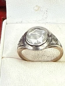 💎ANTIGUO ANILLO DIAMANTE CORTE ROSA NATURAL PLATA 1900 1,30 quilates talla 7 - Imagen 1 de 12