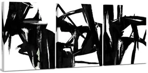 Black and White Abstract Wall Art Decor - 3 Piece Set, Decorative Framed Blac... - Picture 1 of 8