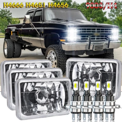 4PC 4x6" Inch LED Headlight For Chevrolet V10 V20 V30 R10 R20 Suburban 1987 1988 Foto 1 de 4