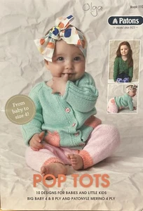 Patons Knitting Book 1103 Knits Pop Tots Baby Designs 4 & 8ply - Picture 1 of 2