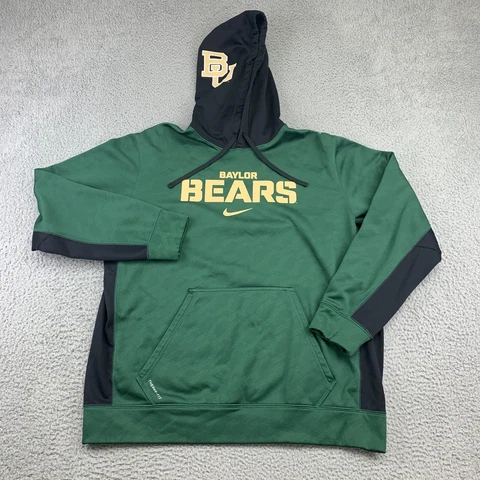 Baylor Bears Hoodie Men's XL Green Black BU NCAA Logo Long Sleeve Nike Pullover Cover