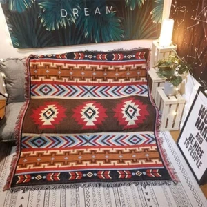 90x210 Vintage Outdoor Party Blanket Knitted Towel Boho Eye Tiger Travel Picnic - Picture 1 of 3