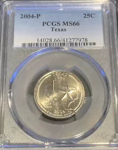2004 P TEXAS STATE QUARTER PCGS MS66 25C - Picture 1 of 2