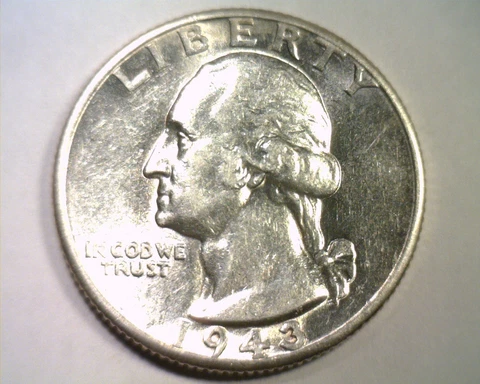 1943 WASHINGTON QUARTER CHOICE ABOUT UNCIRCULATED CH. AU NICE ORIGINAL 99c SHIP Cover