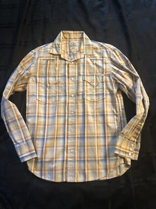 Lucky Brand Western Style Pearl Snap Button Up Long Sleeve Plaid Shirt Medium - Picture 1 of 7