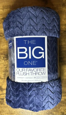 NUEVO - JACQUARD AZUL MARINO - MANTA DE FELPA DE GRAN TAMAÑO KOHLS THE BIG ONE 5X6 PIES Foto 1 de 3