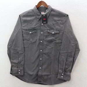 Levi's The Western Shirt Mens XL Gray Standard Fit Denim Pearl Snap Cowboy Rodeo - Picture 1 of 10