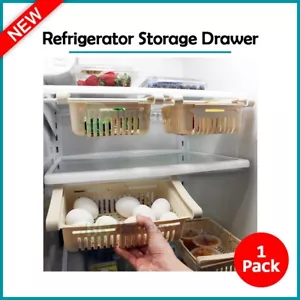 Fenzer Adjustable Refrigerator Fridge Kitchen Organizer Storage Drawer Cream - Picture 1 of 4