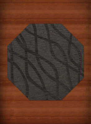 Black Transitional Hand Hooked Swirls Lines Stripes Area Rug Abstract DV10 - Image 1 of 2