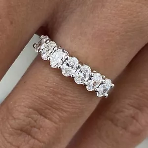 7 Stone Wedding Ring 14K White Gold Oval Lab-Created Diamond F/VS 0.80 Ct - Picture 1 of 10