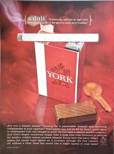 Anuncio impreso York Imperial Size Cigarettes 1963 10,5" x 13" definición adulto - Imagen 1 de 1
