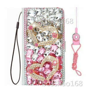 For iphone XR 11 12 13 14 15 PRO Leather Flip Bling Wallet Case Cover & Lanyards - Picture 1 of 7