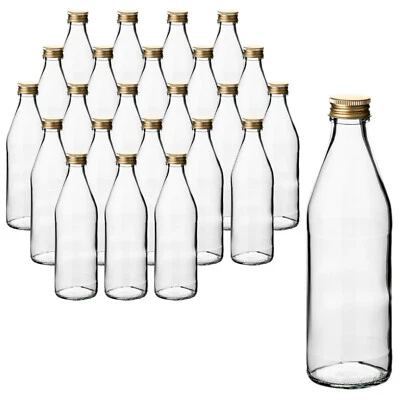 gouveo Botella de Cristal 330 ml Retro con Tapa Roscada - Botella de Cristal Vacía