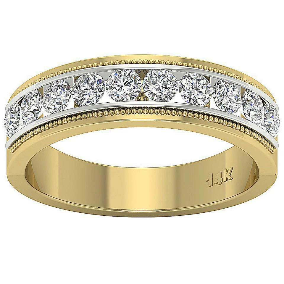 Mens Engagement Ring SI1 G 1.00 Ct Natural Real Diamond 14K Two-Tone Gold 6.00MM - Image 1 of 4