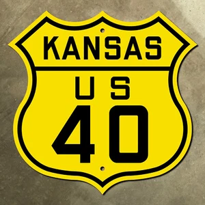 Señal de carretera Kansas City US Route 40 1926 Shield Victory Business - Imagen 1 de 1