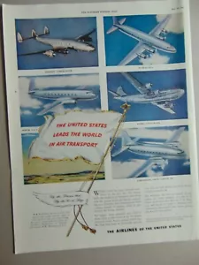 1946 AIRLINES of The UNITED STATES vintage art print ad - Picture 1 of 1
