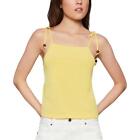 BCBGeneration Womens Yellow Tie Shoulder Square Neck Tank Top Cami S  0271