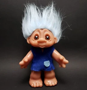 Pristine 1980 DAM Troll Doll Playmate with BLUE HAIR and Outfit! Made in DENMARK - Picture 1 of 6