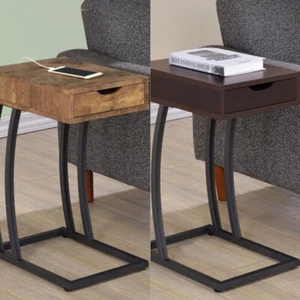 Troy Contemporary Accent/End Table with Power Outlet w/ USB ports Two Colors - Picture 1 of 7