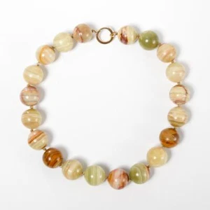 Polished Banded Onyx 18mm Beaded Choker Necklace 17" - Picture 1 of 3