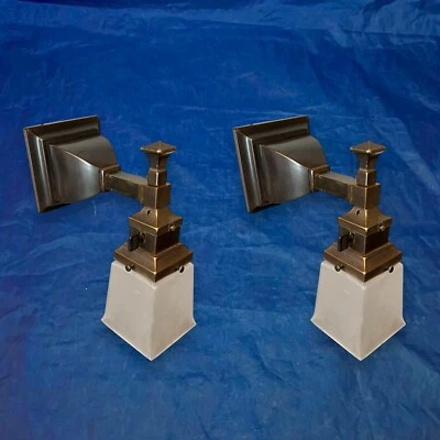Rewired Mission Brass Sconces Beautiful Square 26C - Image 1 of 4