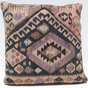 FUNDA ALMOHADA KILIM MULTICOLOR 24X24" ALFOMBRA DE ÁREA CUADRADA KURDA HECHA A MANO 30+ - Imagen 1 de 3