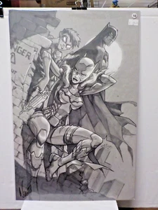 C1111 DC "Batman, Robin, Batgirl by Eddie Nunez" 11in x 17in (Signed w/ COA) - Picture 1 of 9