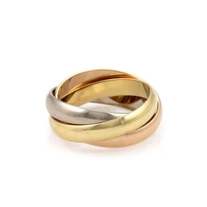 Cartier Trinity 18k Tricolor Gold 3.5mm Triple Band Ring Size 48-US-4.5 - Picture 1 of 5