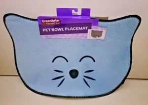 Greenbrier Kennel Club Cat Bowl Placemat Blue 13.5" x 10" Non-Skid Back New - Picture 1 of 2