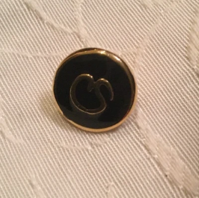 #176 St. John Black Enamel Round Gold SJ Logo Replacement Button .5” - Image 1 of 2