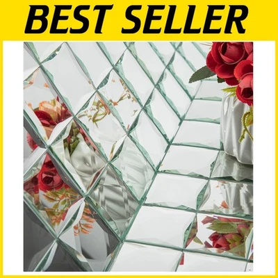 Azulejo de vidrio espejo biselado de 2 pulgadas pelar y pegar para salpicadero de cocina elegante Foto 1 de 4