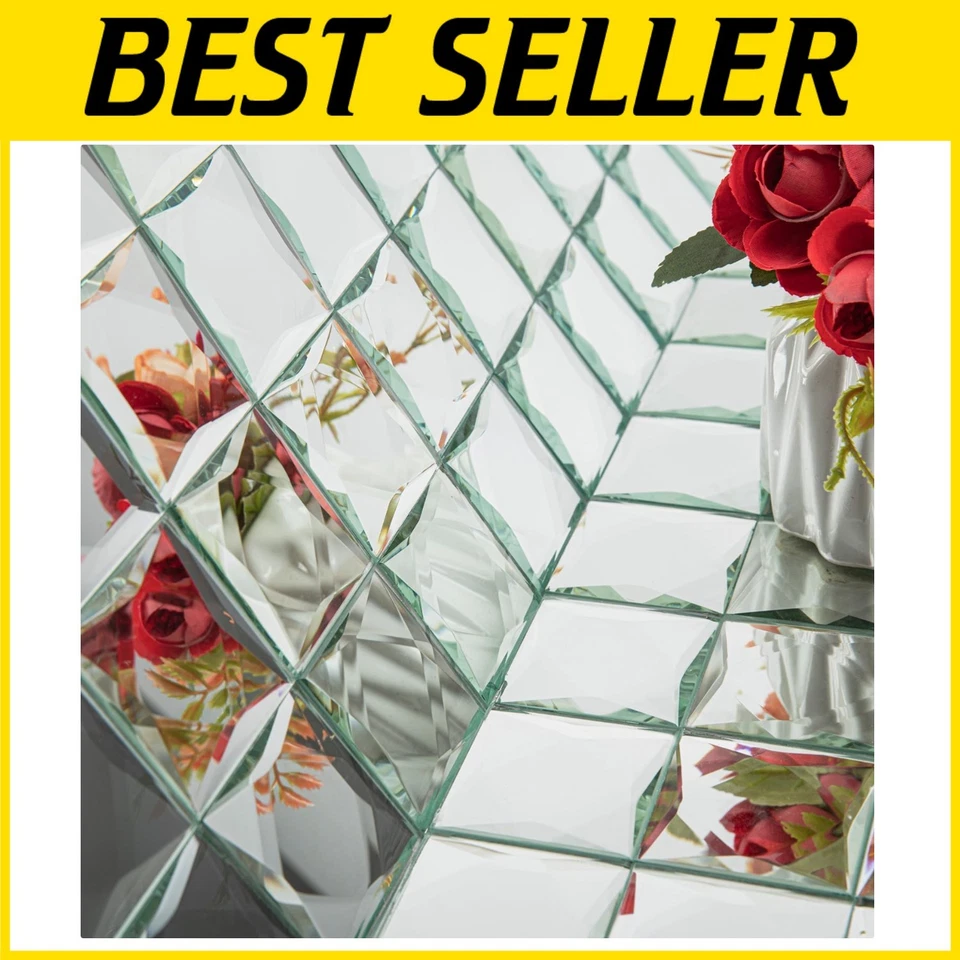 Azulejo de vidrio espejo biselado de 2 pulgadas pelar y pegar para salpicadero de cocina elegante Foto 1 de 4