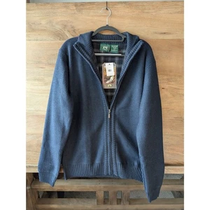 Stillwater Supply Co Strickjacke Pullover Herren Large marineblau Waffelstrick durchgehender Reißverschluss - Bild 1 von 3