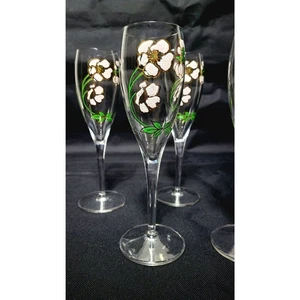 Flautas de champán florales pintadas a mano vintage Art Nouveau Perrier Jouet - Imagen 1 de 10