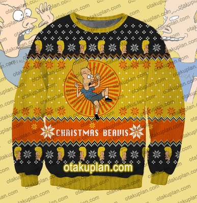 Suéter Beavis and Butthead Navidad Divertido Feo Talla Completa S a 5XL Amarillo GC445 Foto 1 de 4