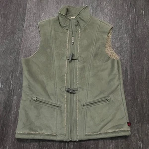 Woolrich Women's Vest L Sage Green Sherpa Lined Full Zip Sleeveless Jacket - Picture 1 of 7