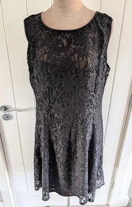 Ronni Nicole Kleid schwarz Spitze UK 14 kurz ärmellos Party - Bild 1 von 9