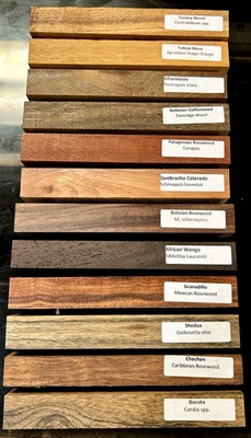 12 DIFFERENT PIECES COLORFUL EXOTIC KILN DRIED PEN LATHE BLANKS 6" X 3/4" X 3/4" - Image 1 of 2