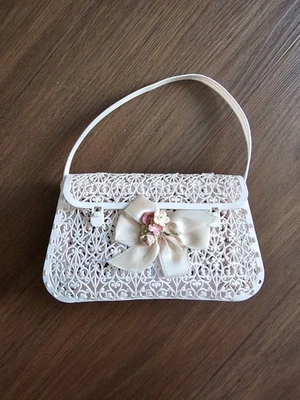 Vintage 1950s Mid Century Pink Little Girls Purse Wedding Clutch Evening Bag - Image 1 of 4