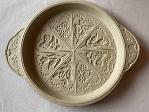 Ceramic Shortbread Cookie Pottery Pan Mold With Floral Designs 10" - Picture 1 of 5