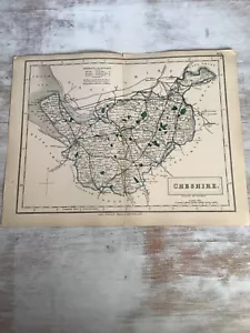 Chapman & Hall Antique Map Engraved by Sidney Hall 19th C. 1855 Cheshire - Picture 1 of 1